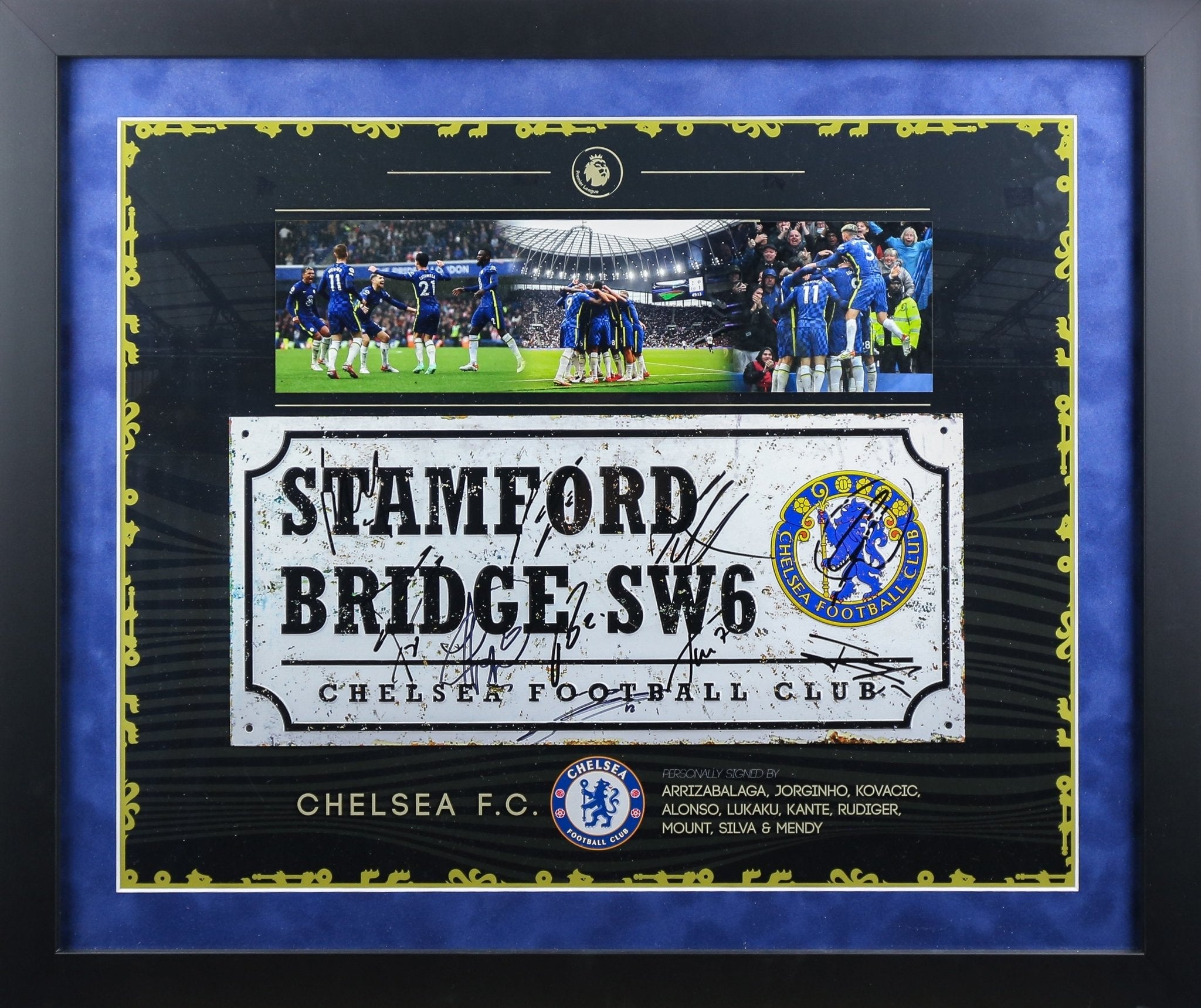 Multi Signed Chelsea Roadsign Framed Display - Memorabilia Framers Shop